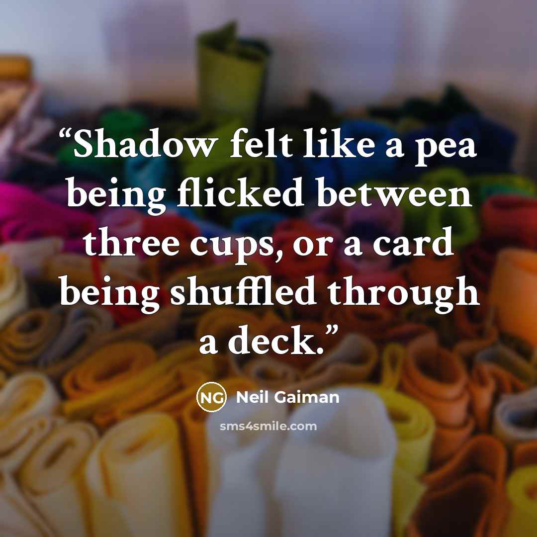 “Shadow felt like a pea being flicked between three cups, or a card being shuffled through a deck.” quote by Neil Gaiman