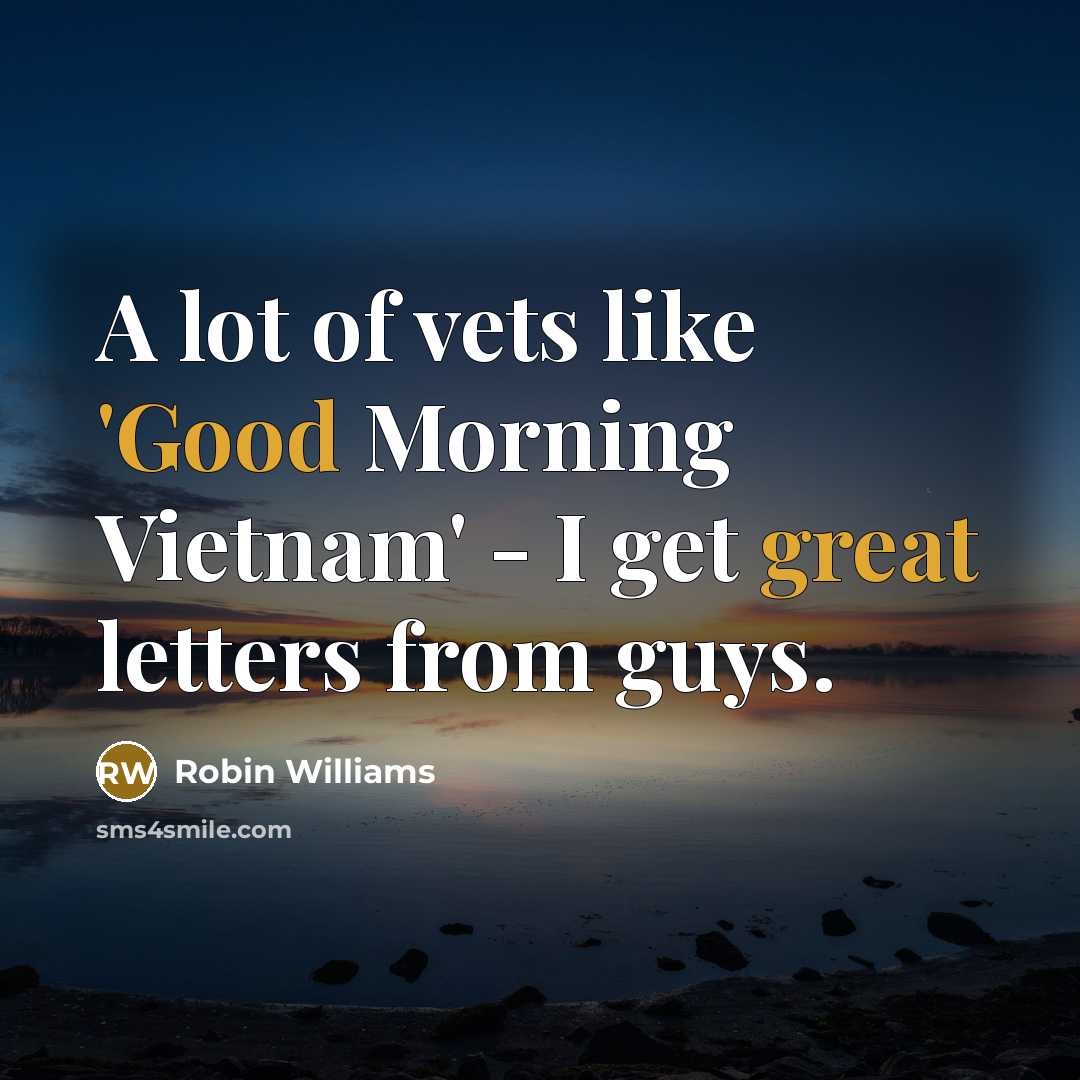 “A lot of vets like 'Good Morning Vietnam' - I…” quote by Robin Williams