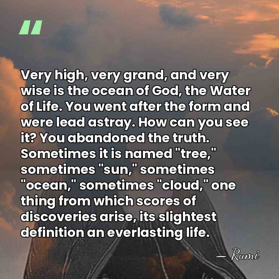 Very high, very grand, and very wise is the ocean of God,&hellip; - Rumi