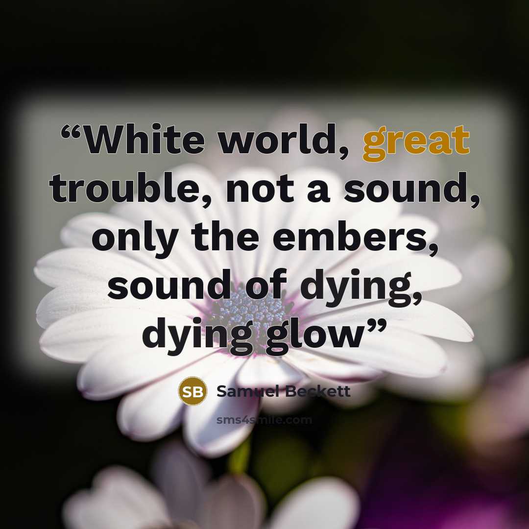 “White world, great trouble, not a sound, only the embers, sound of dying, dying glow” quote by Samuel Beckett