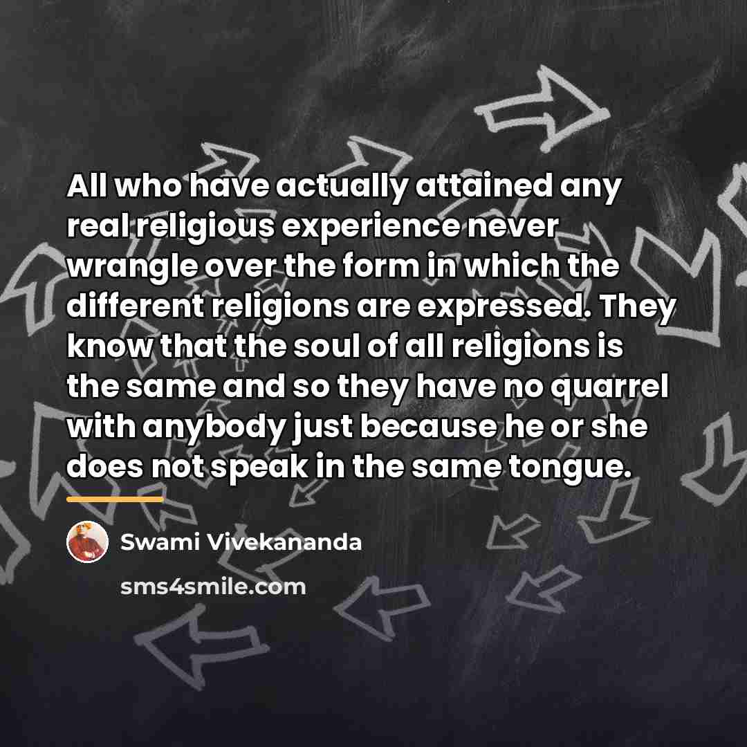 “All who have actually attained any real religious experience never…” quote by Swami Vivekananda
