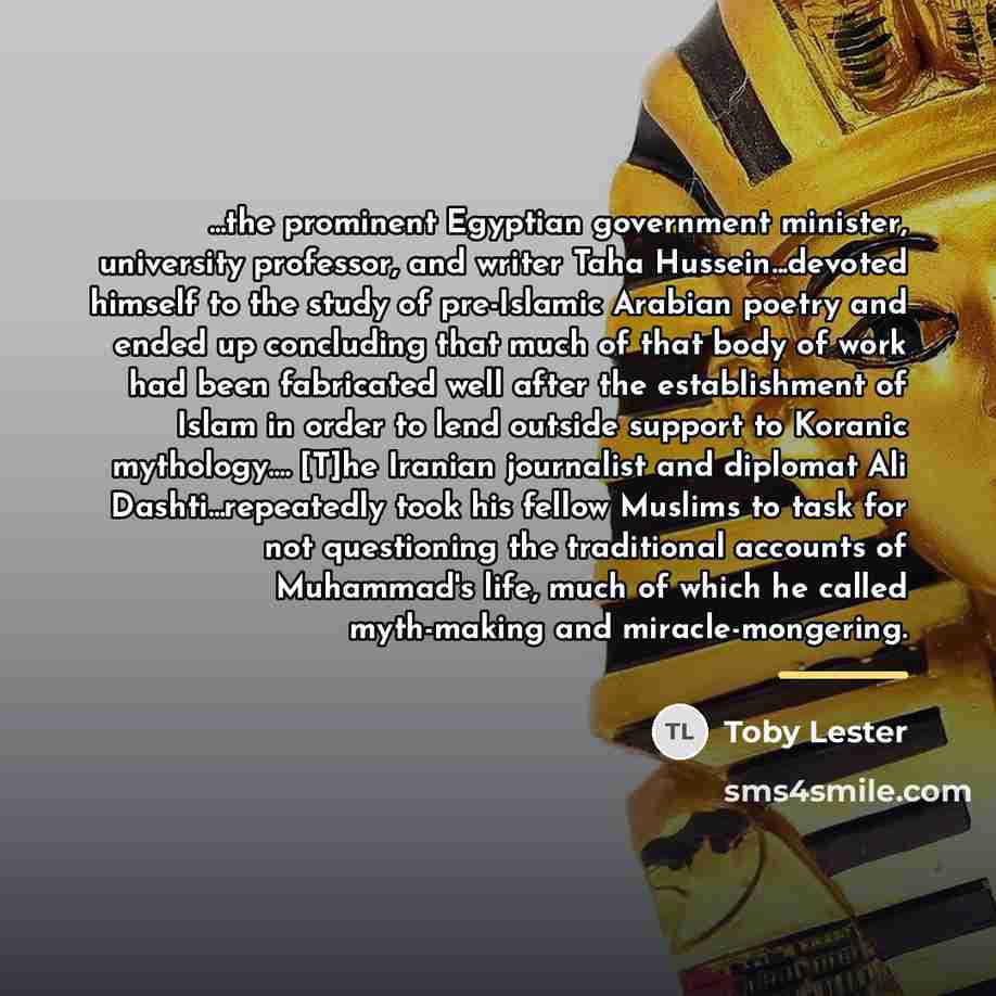 “...the prominent Egyptian government minister, university professor, and writer Taha…” quote by Toby Lester