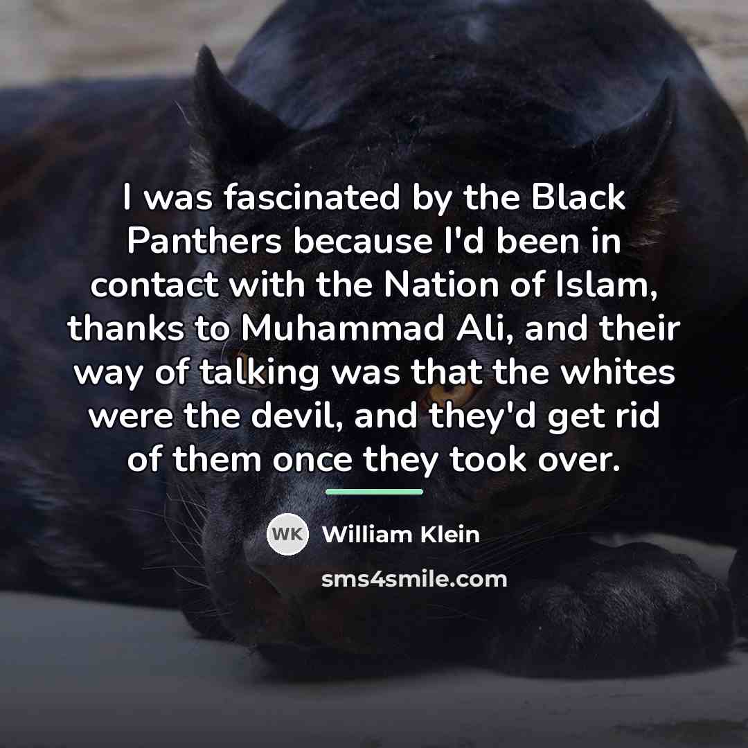 “I was fascinated by the Black Panthers because I'd been…” quote by William Klein