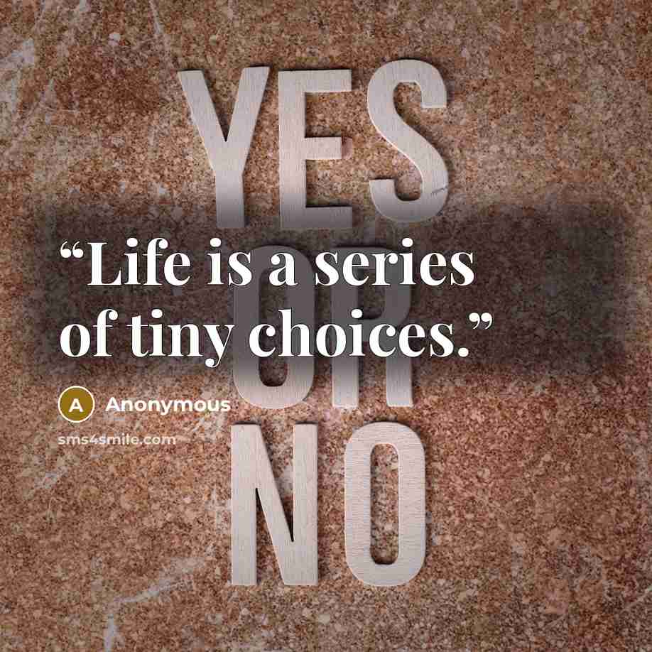 “Life is a series of tiny choices.” quote by Anonymous