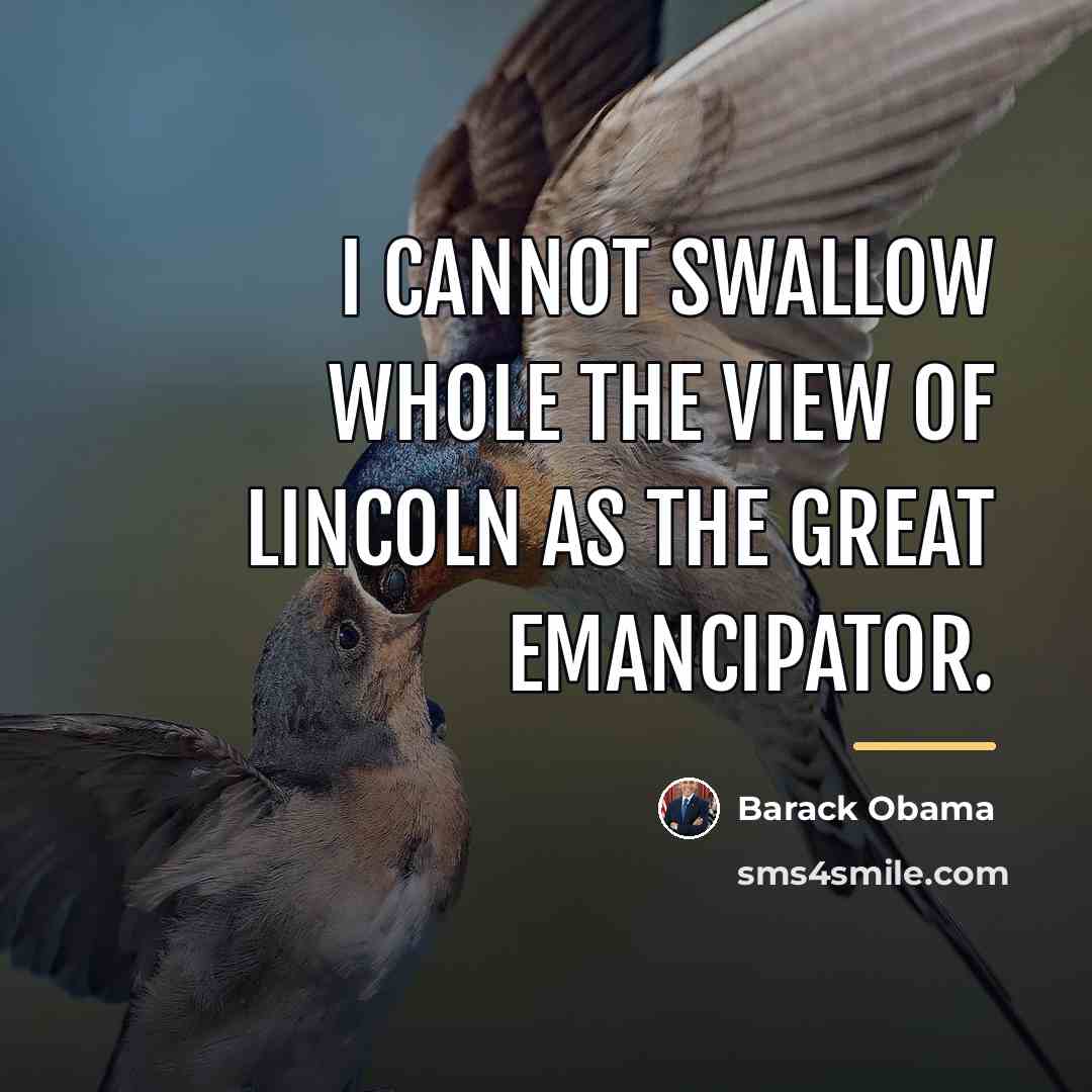 “I cannot swallow whole the view of Lincoln as the…” quote by Barack Obama