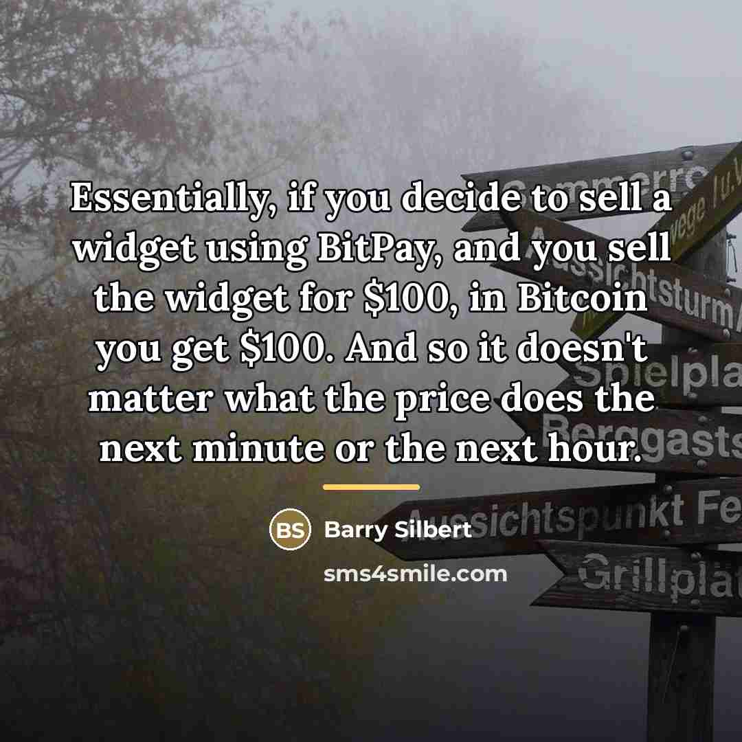 “Essentially, if you decide to sell a widget using BitPay,…” quote by Barry Silbert