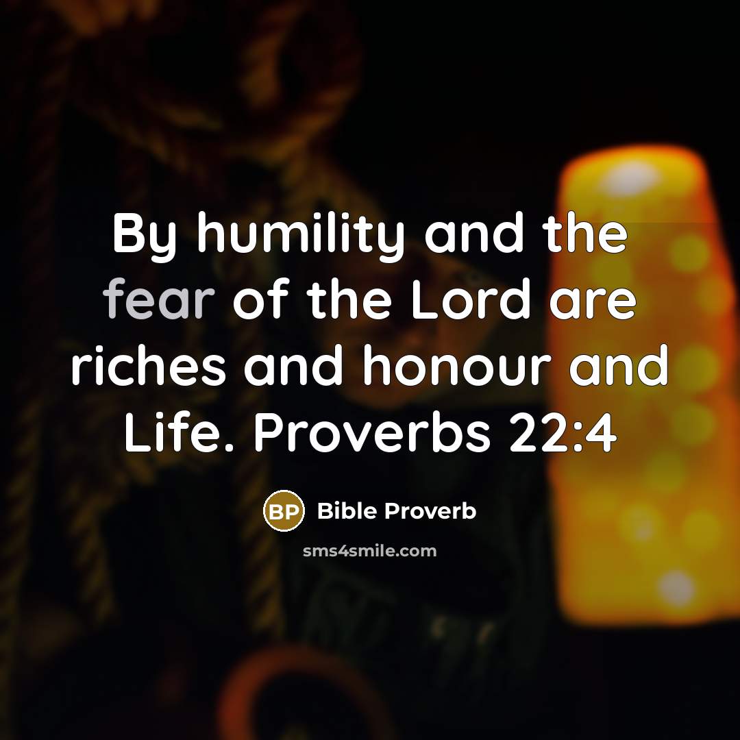 “By humility and the fear of the Lord are riches and honour and Life. Proverbs 22:4” quote by Bible Proverb