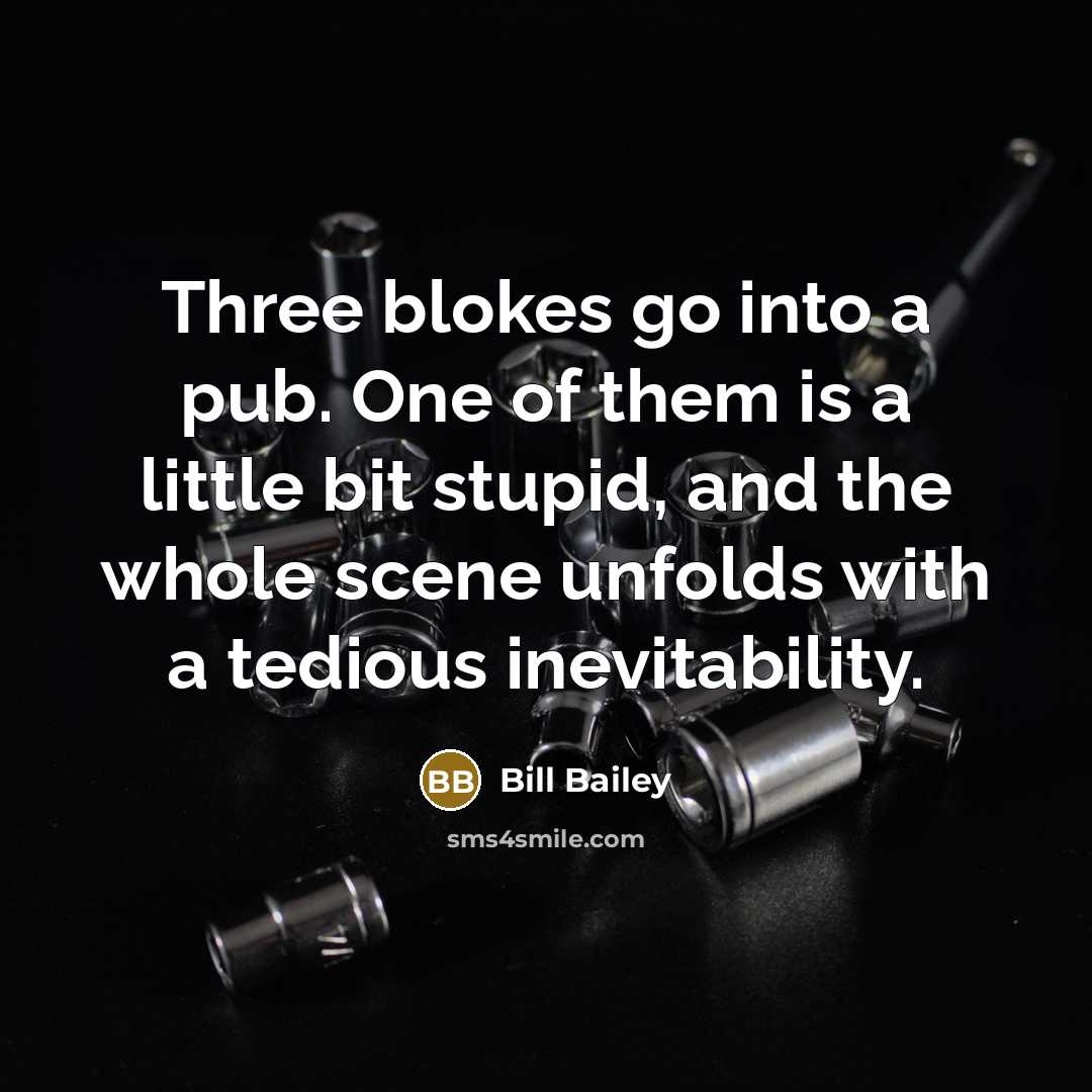 “Three blokes go into a pub. One of them is…” quote by Bill Bailey