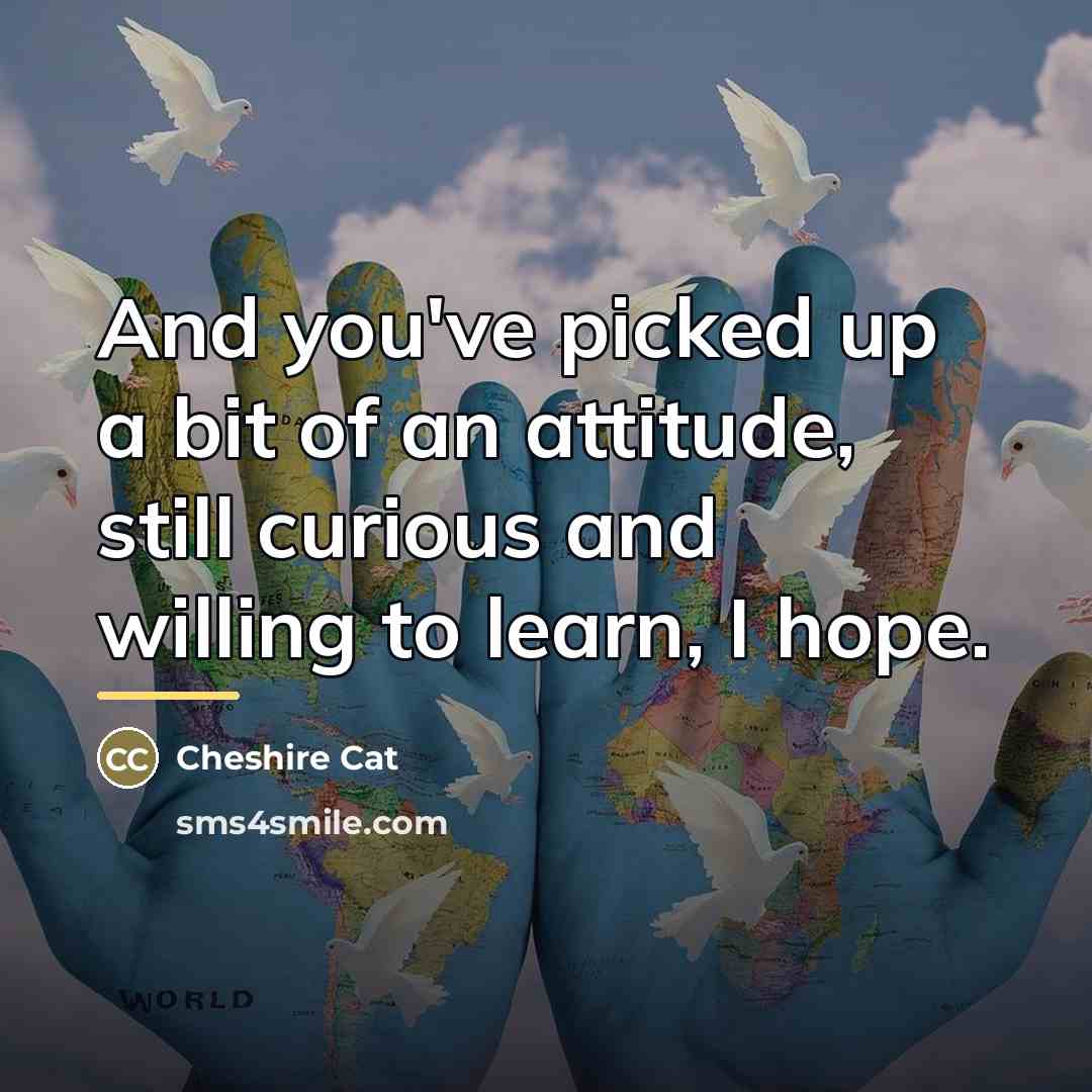 “And you've picked up a bit of an attitude, still…” quote by Cheshire Cat