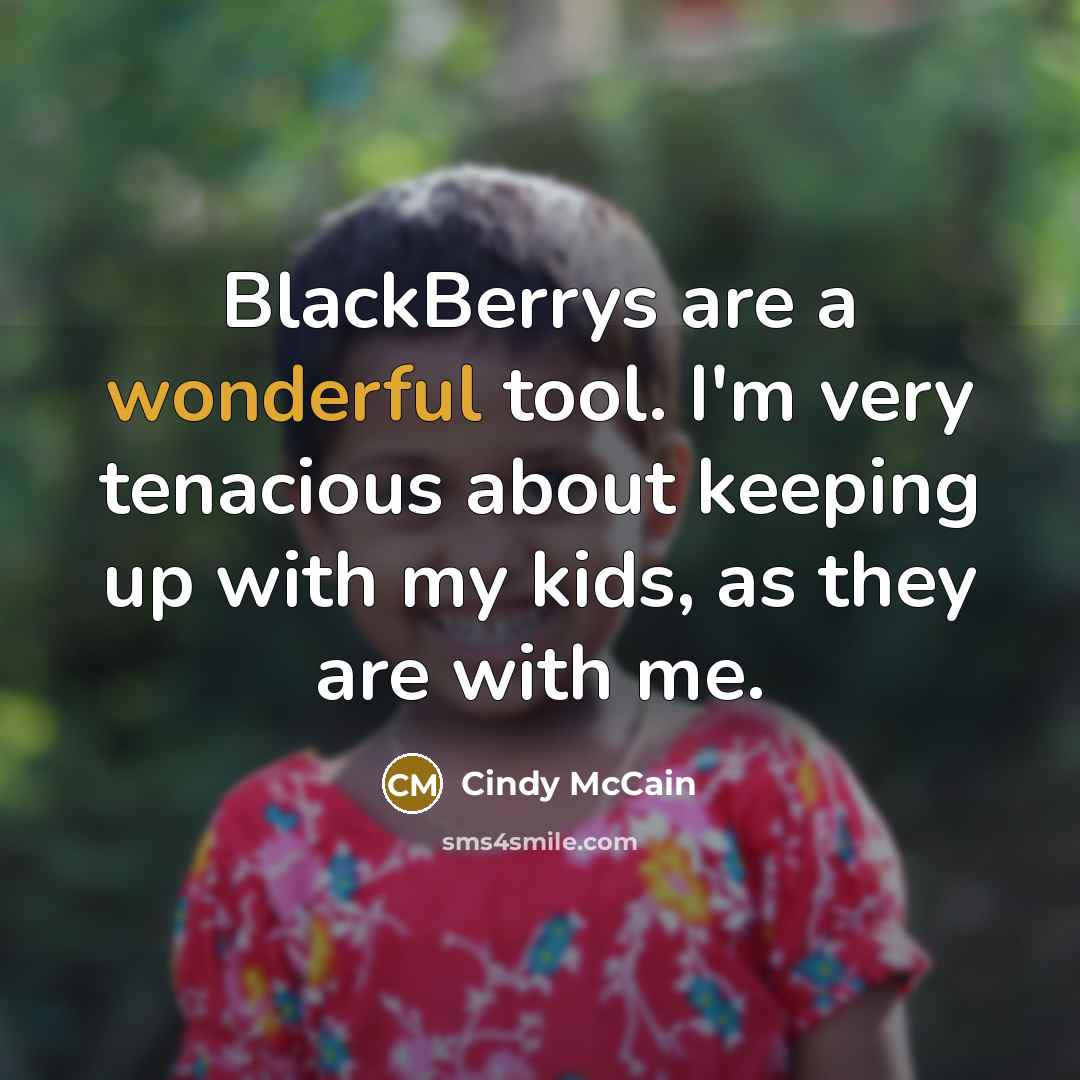 “BlackBerrys are a wonderful tool. I'm very tenacious about keeping…” quote by Cindy McCain