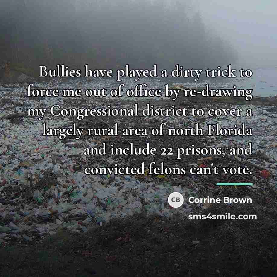 “Bullies have played a dirty trick to force me out…” quote by Corrine Brown