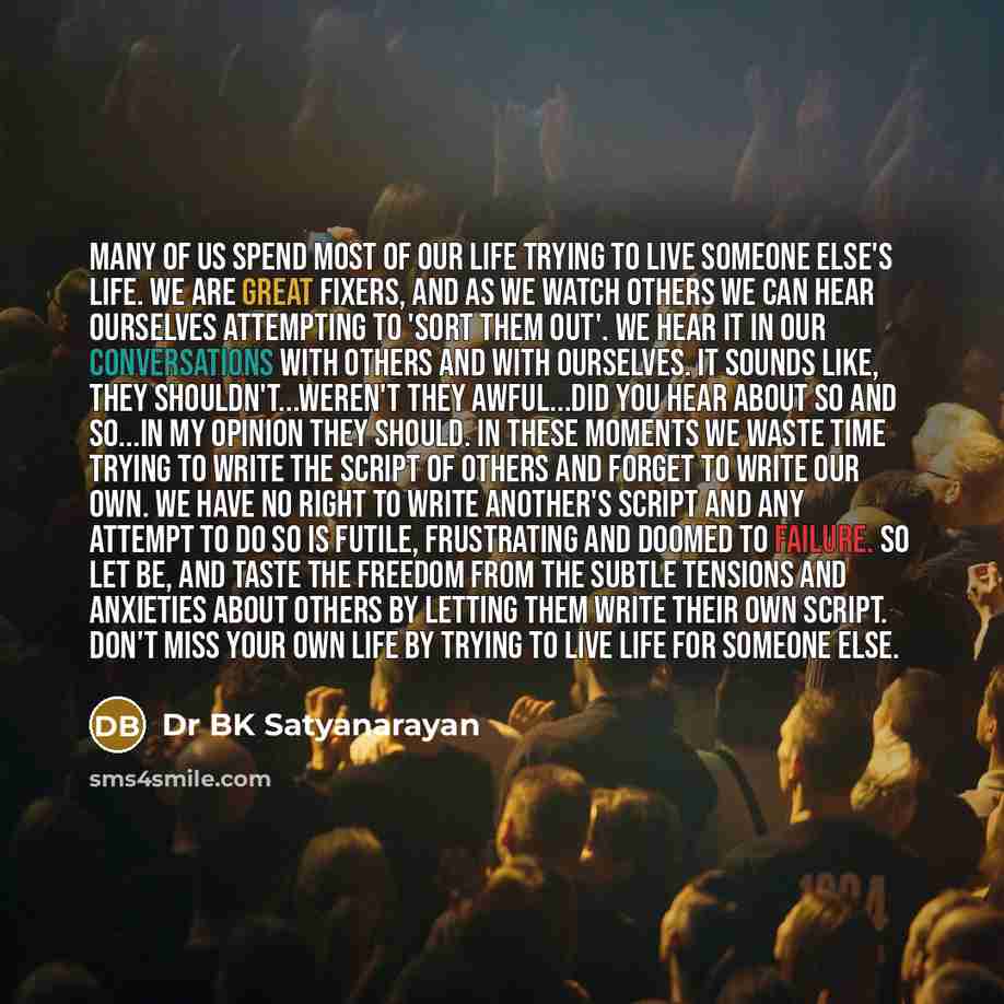 “Many of us spend most of our life trying to…” quote by Dr BK Satyanarayan
