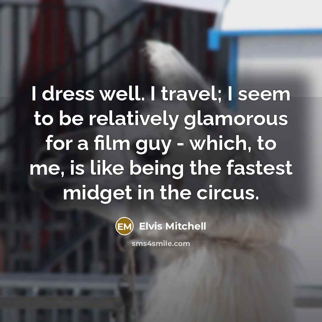 “I dress well. I travel; I seem to be relatively…” quote by Elvis Mitchell
