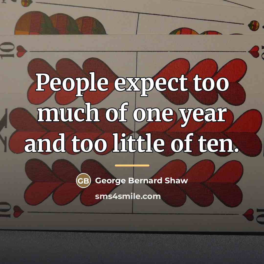 “People expect too much of one year and too little…” quote by George Bernard Shaw