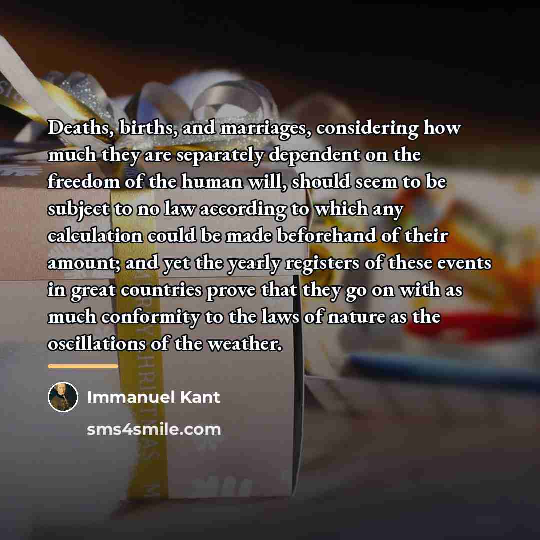 “Deaths, births, and marriages, considering how much they are separately…” quote by Immanuel Kant