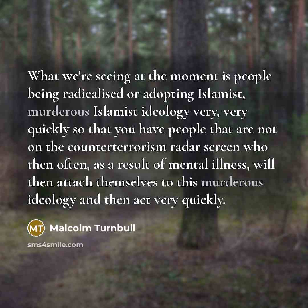 “What we're seeing at the moment is people being radicalised…” quote by Malcolm Turnbull