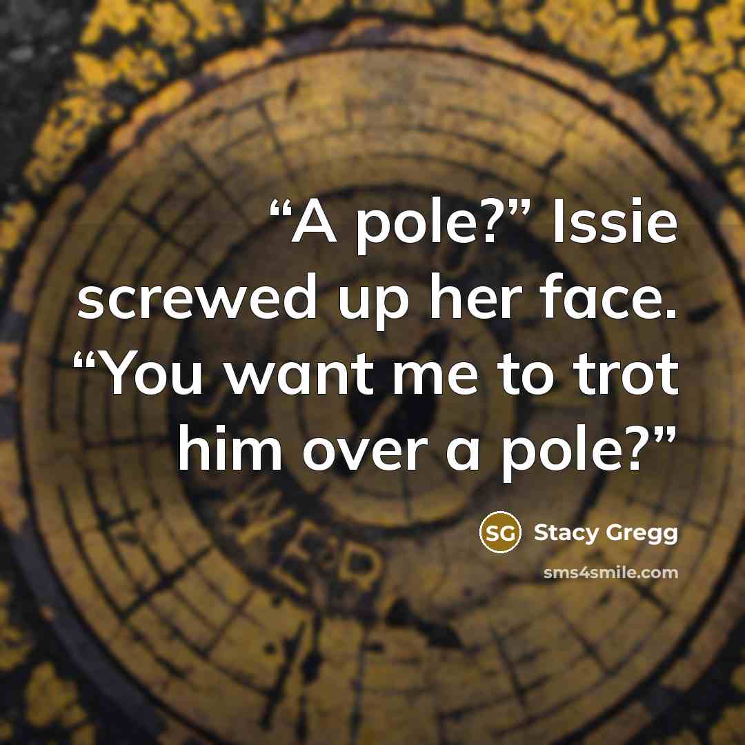 “A pole?” Issie screwed up her face. “You want me to trot him over a pole?” quote by Stacy Gregg