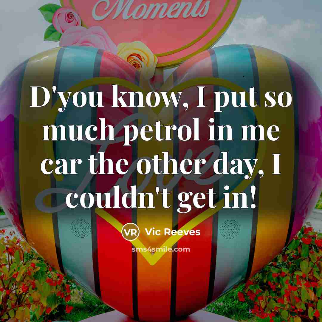 “D'you know, I put so much petrol in me car…” quote by Vic Reeves