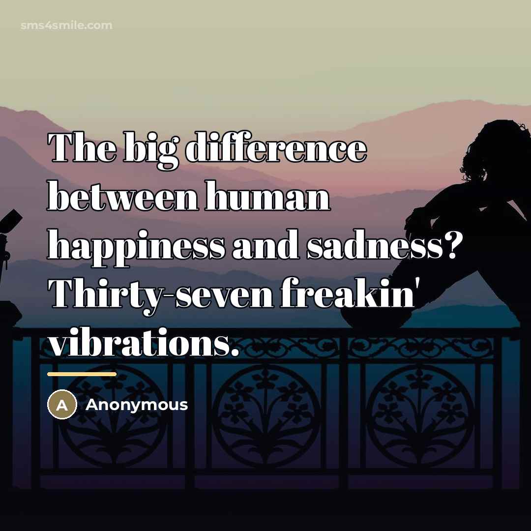 “The big difference between human happiness and sadness? Thirty-seven freakin'…” quote by Anonymous