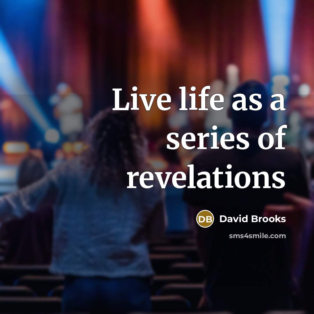 “Live life as a series of revelations…” quote by David Brooks