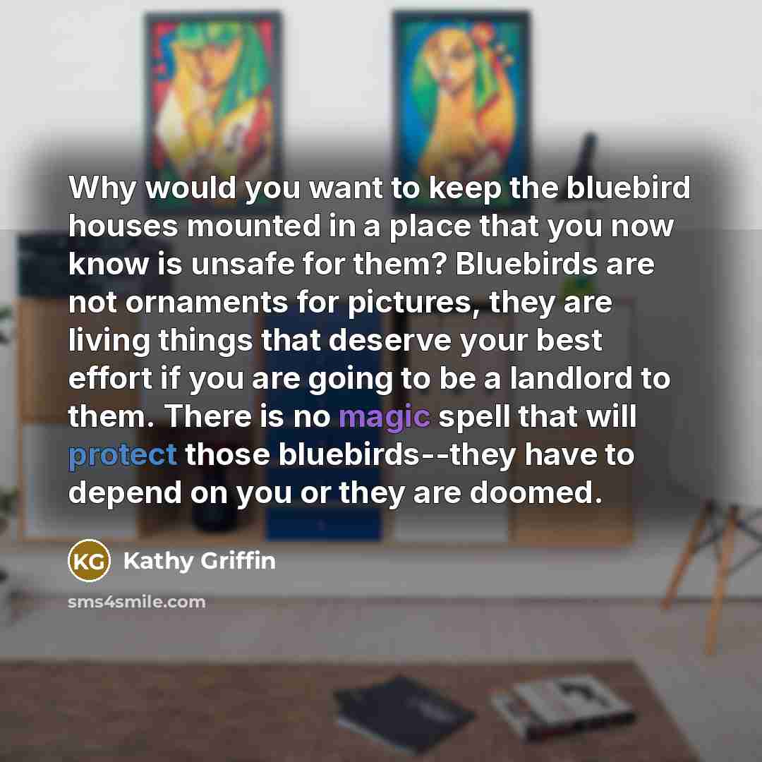 “Why would you want to keep the bluebird houses mounted…” quote by Kathy Griffin