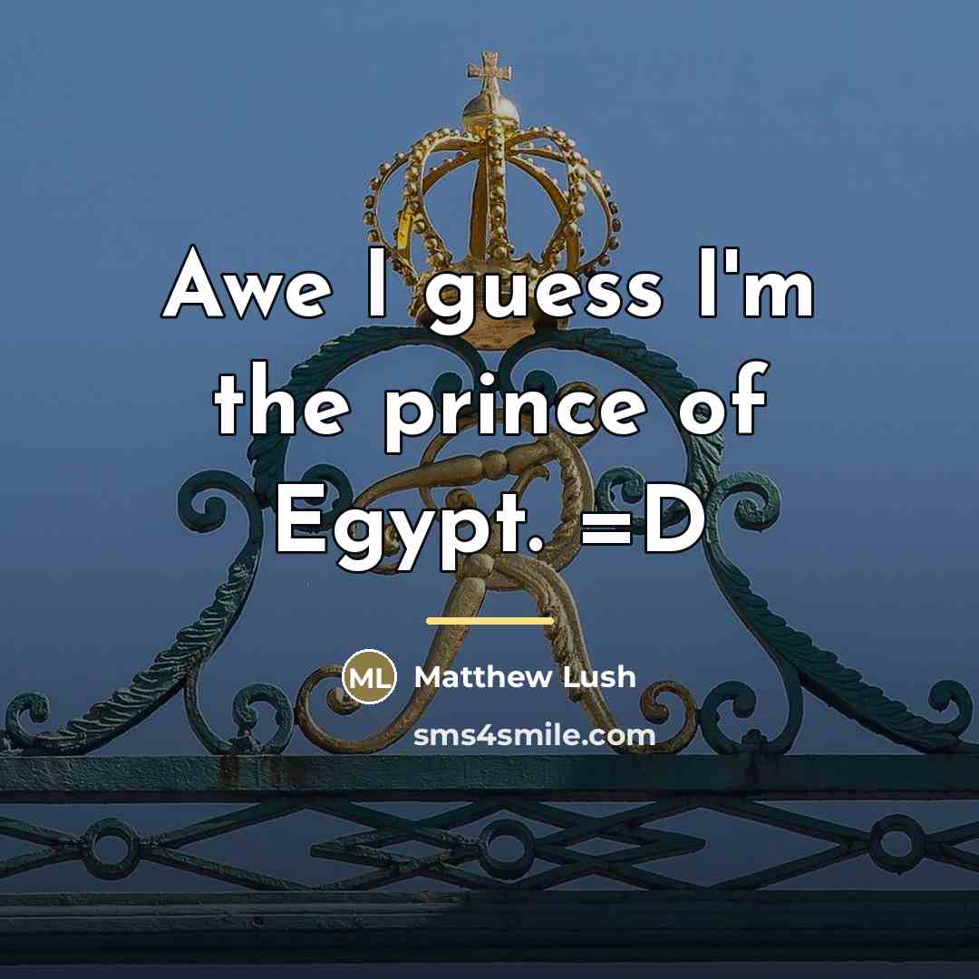 “Awe I guess I'm the prince of Egypt. =D…” quote by Matthew Lush