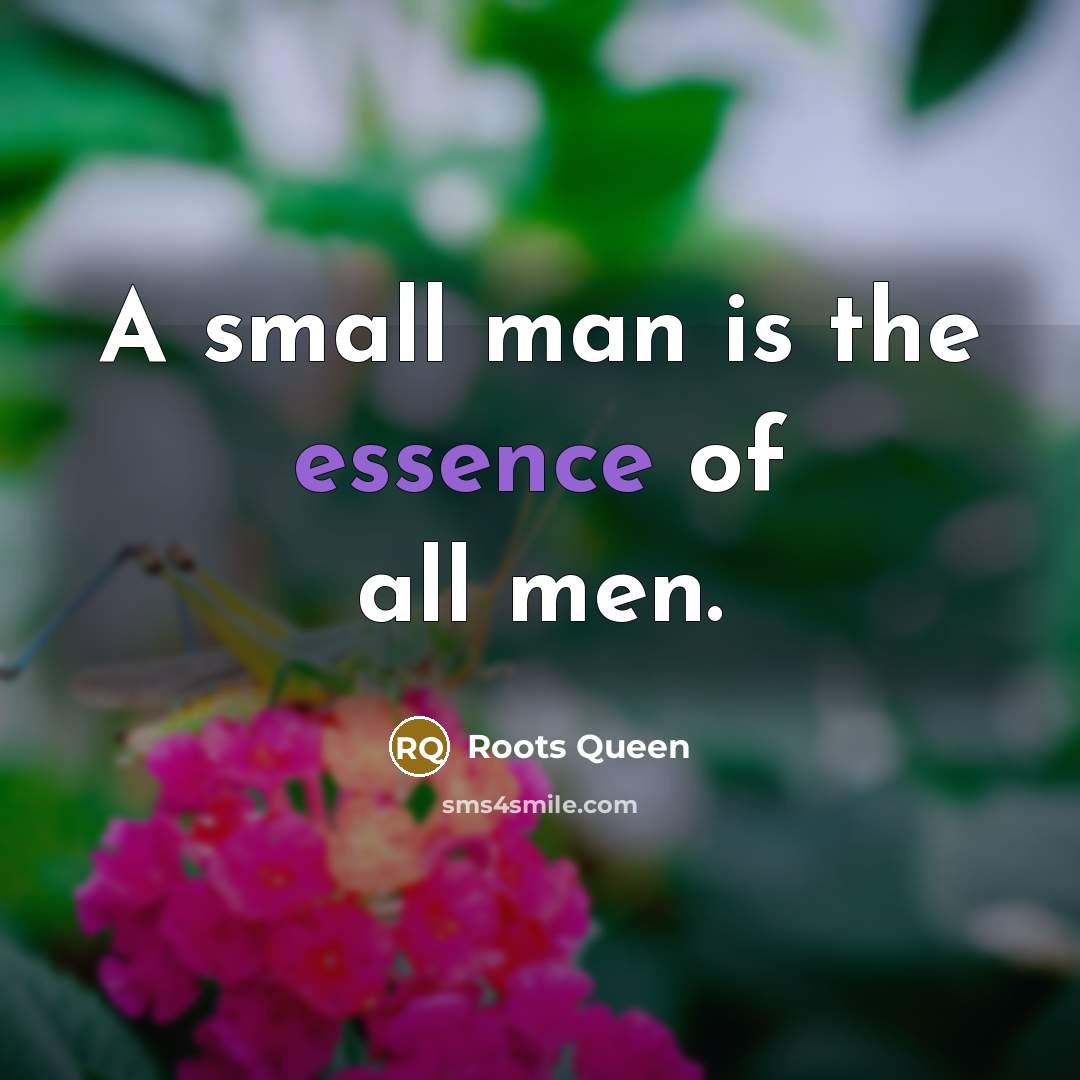 “A small man is the essence of all men.” quote by Roots Queen