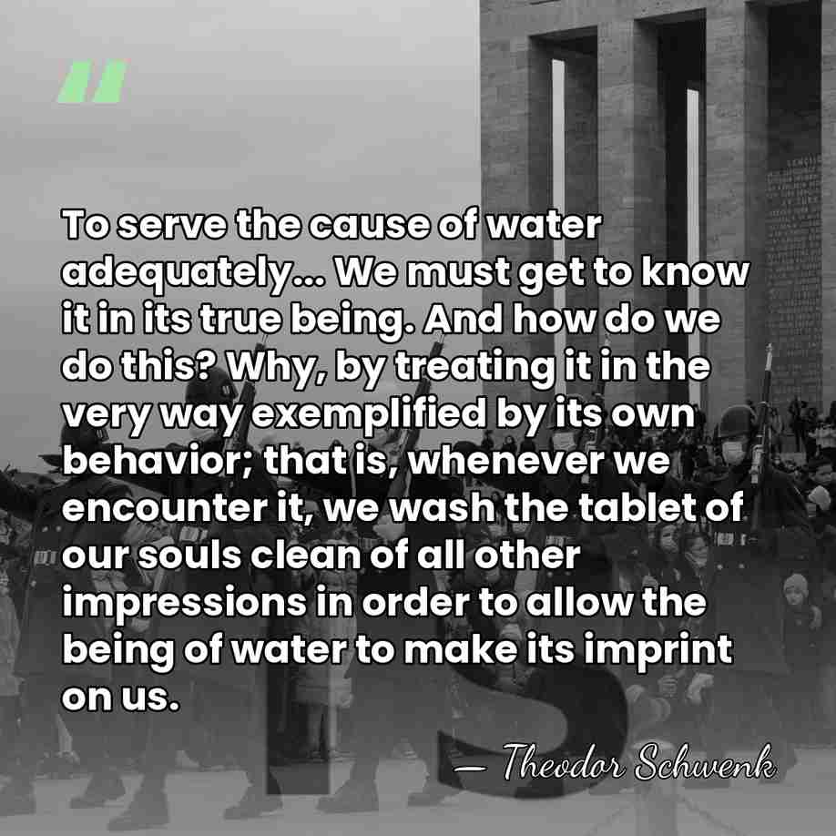 To serve the cause of water adequately... We must get to know&hellip; - Theodor Schwenk