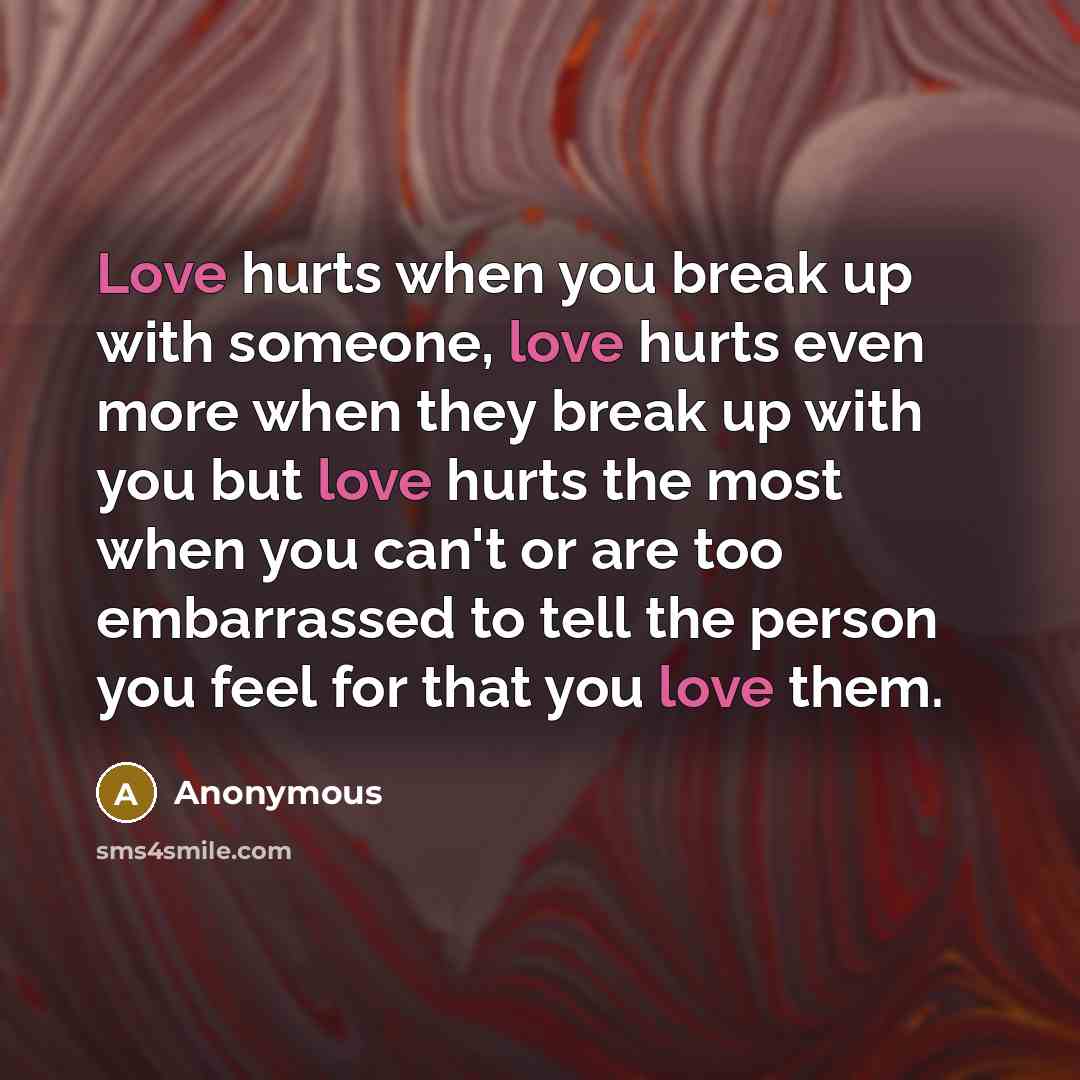 “Love hurts when you break up with someone, love hurts…” quote by Anonymous