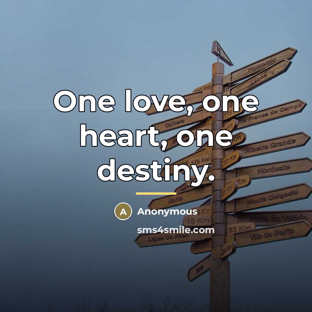 “One love, one heart, one destiny.…” quote by Anonymous