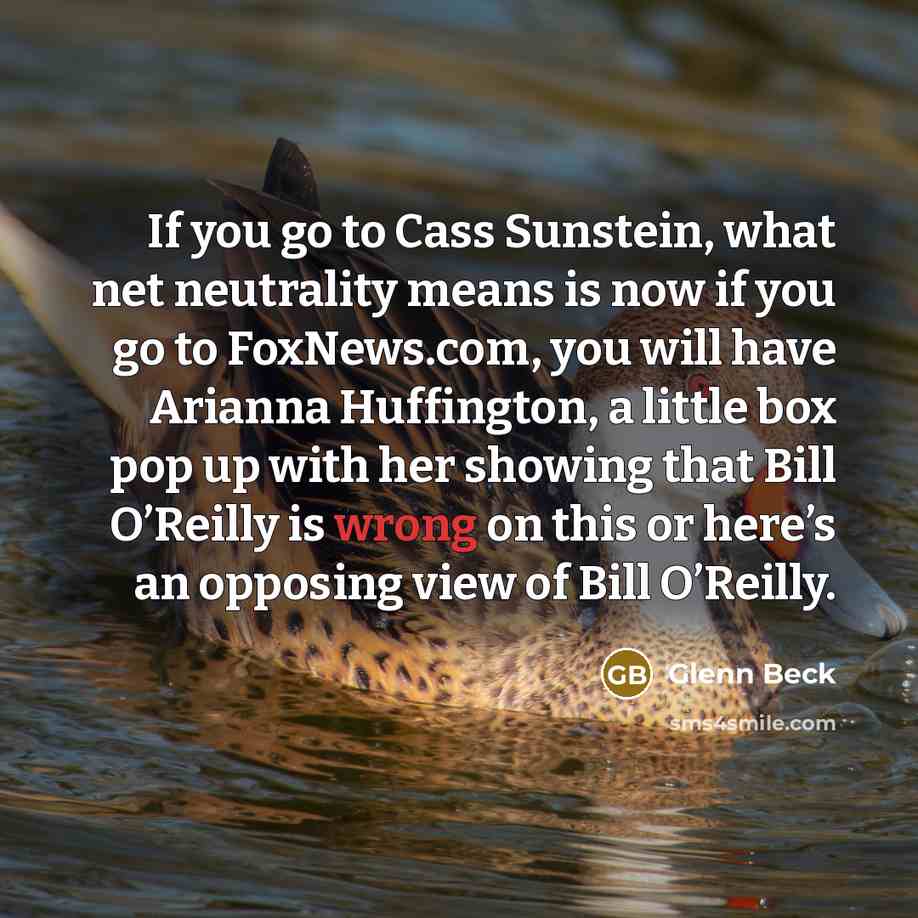 “If you go to Cass Sunstein, what net neutrality means…” quote by Glenn Beck
