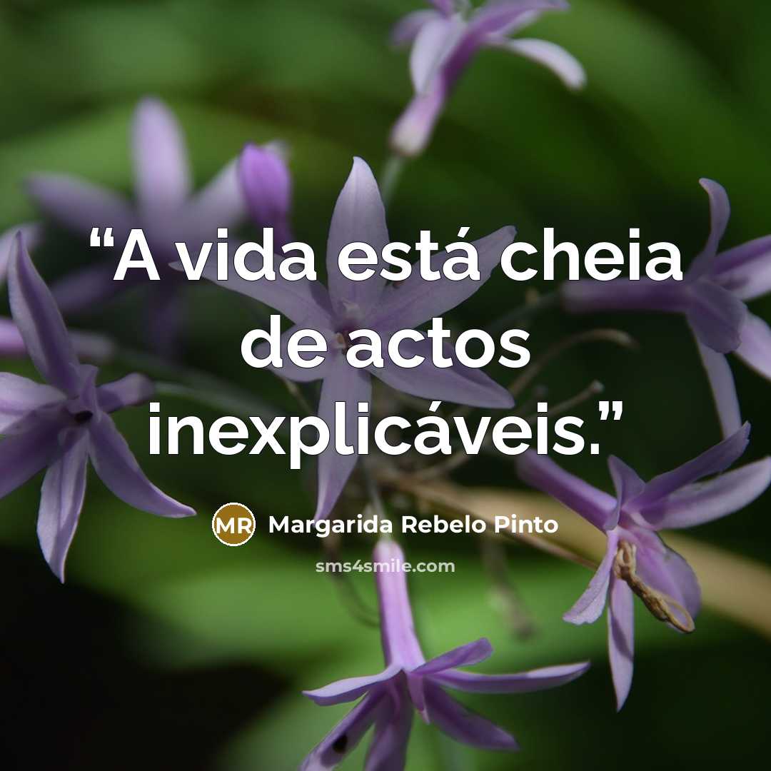 “A vida está cheia de actos inexplicáveis.” quote by Margarida Rebelo Pinto