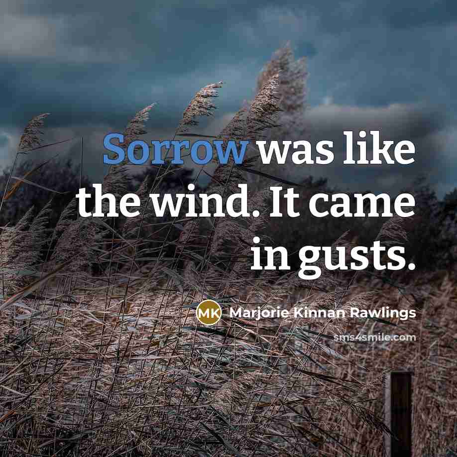 “Sorrow was like the wind. It came in gusts.…” quote by Marjorie Kinnan Rawlings