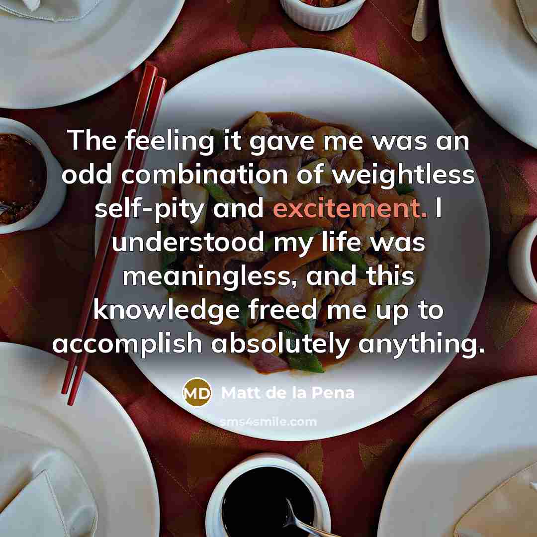“The feeling it gave me was an odd combination of…” quote by Matt de la Pena