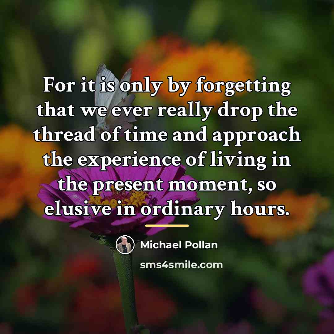 “For it is only by forgetting that we ever really…” quote by Michael Pollan