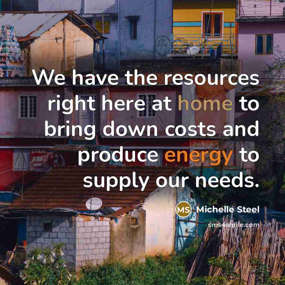 “We have the resources right here at home to bring…” quote by Michelle Steel