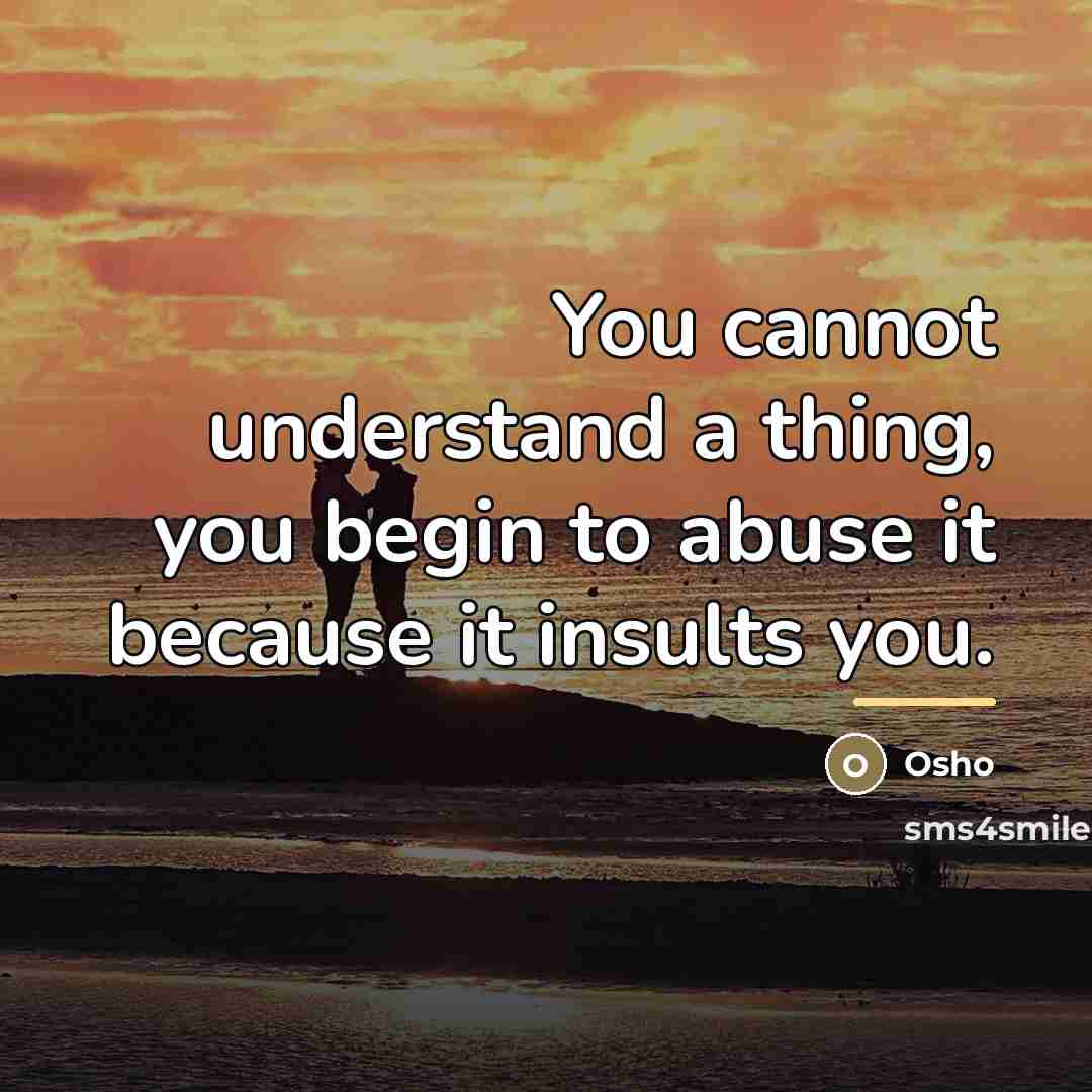 “You cannot understand a thing, you begin to abuse it…” quote by Osho