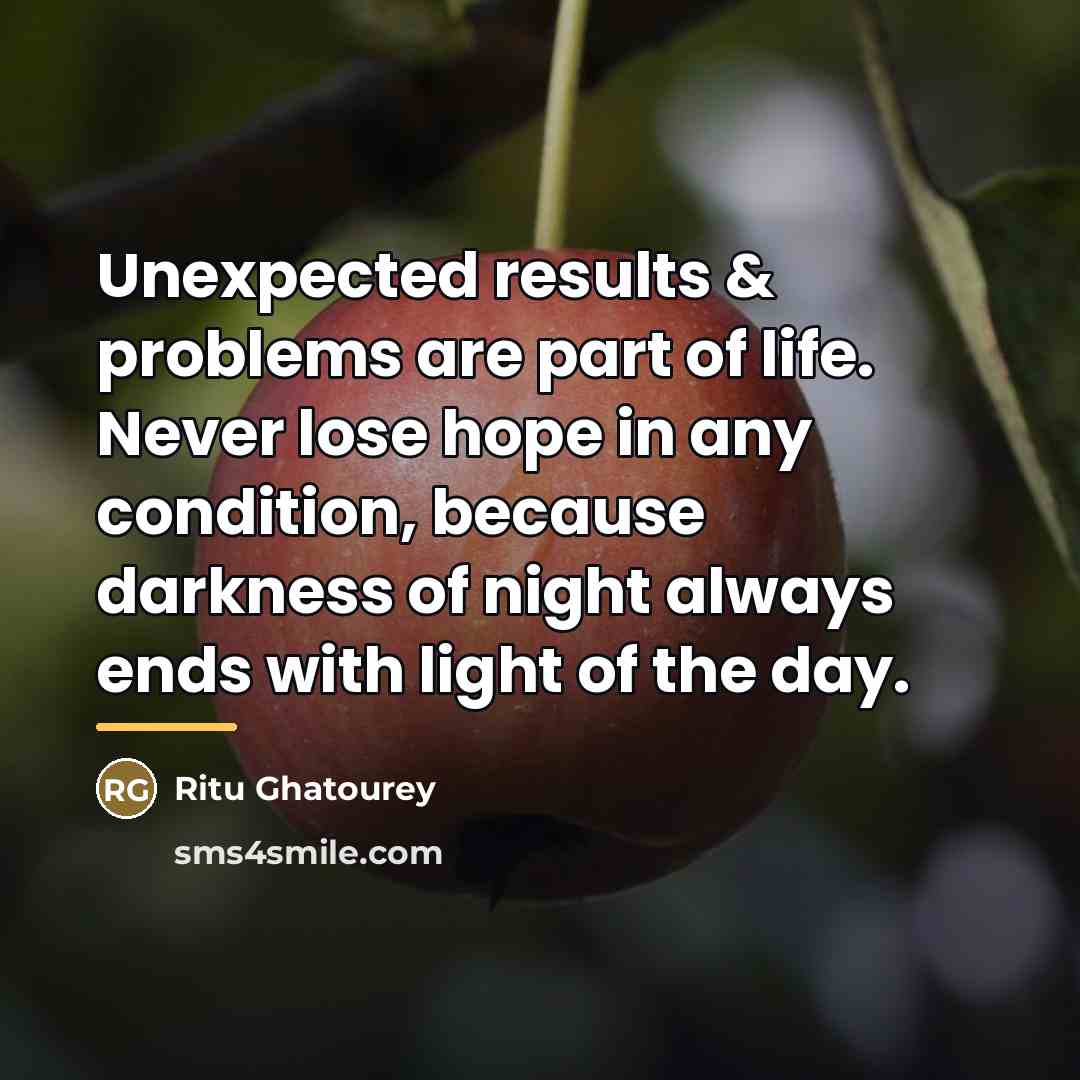 “Unexpected results & problems are part of life. Never lose…” quote by Ritu Ghatourey