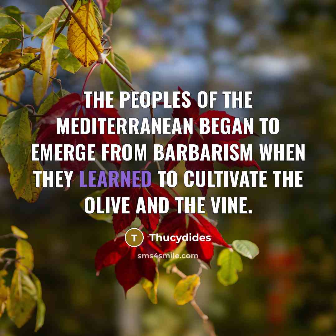 “The peoples of the Mediterranean began to emerge from barbarism…” quote by Thucydides