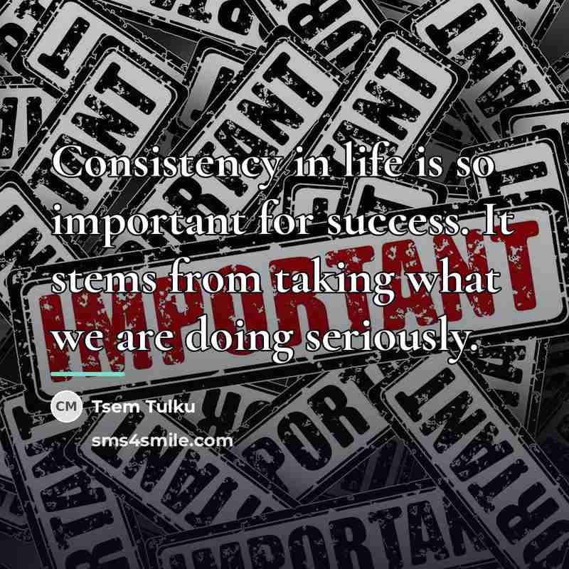 “Consistency in life is so important for success. It stems…” quote by Tsem Tulku