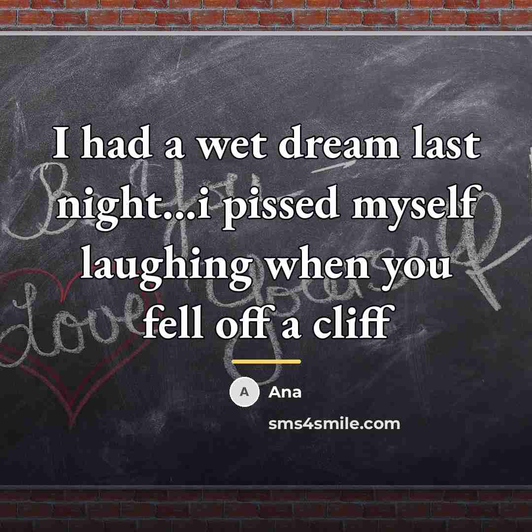 “I had a wet dream last night...i pissed myself laughing…” quote by Ana