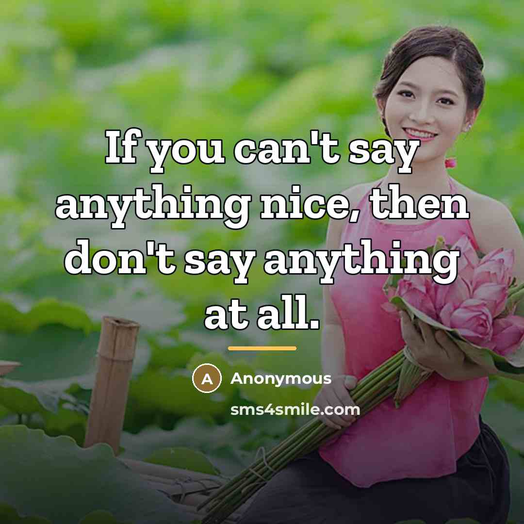 “If you can't say anything nice, then don't say anything…” quote by Anonymous