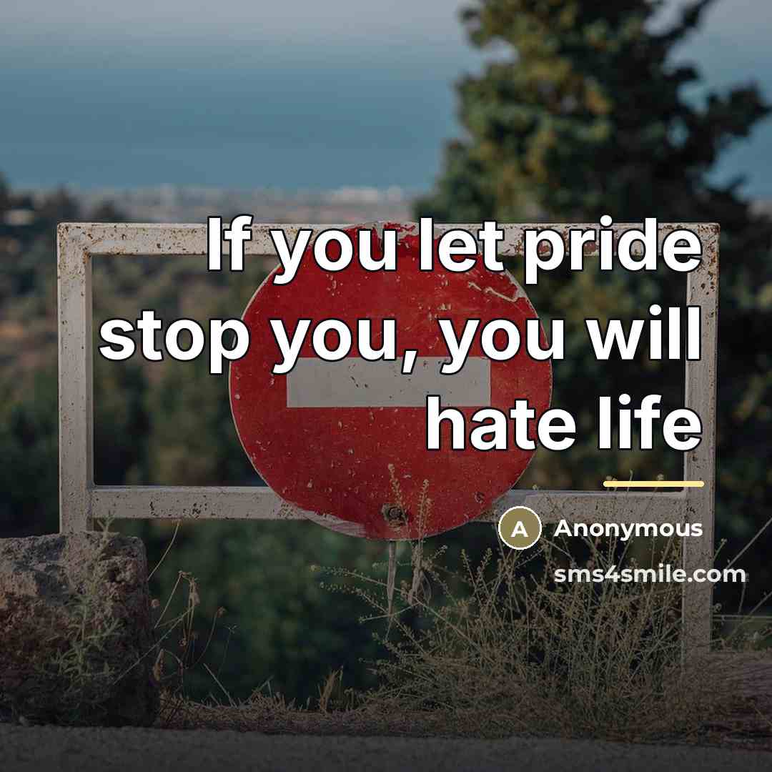 “If you let pride stop you, you will hate life…” quote by Anonymous