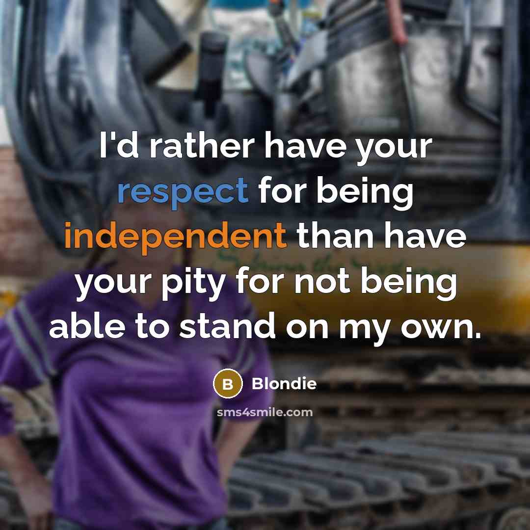 “I'd rather have your respect for being independent than have…” quote by Blondie