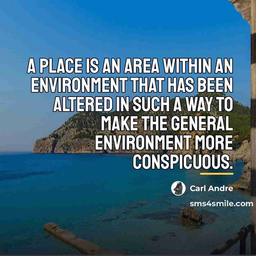 “A place is an area within an environment that has…” quote by Carl Andre