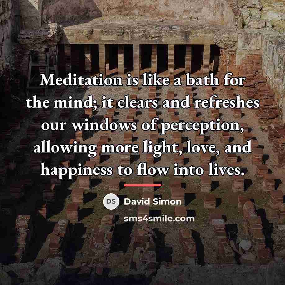 “Meditation is like a bath for the mind; it clears…” quote by David Simon