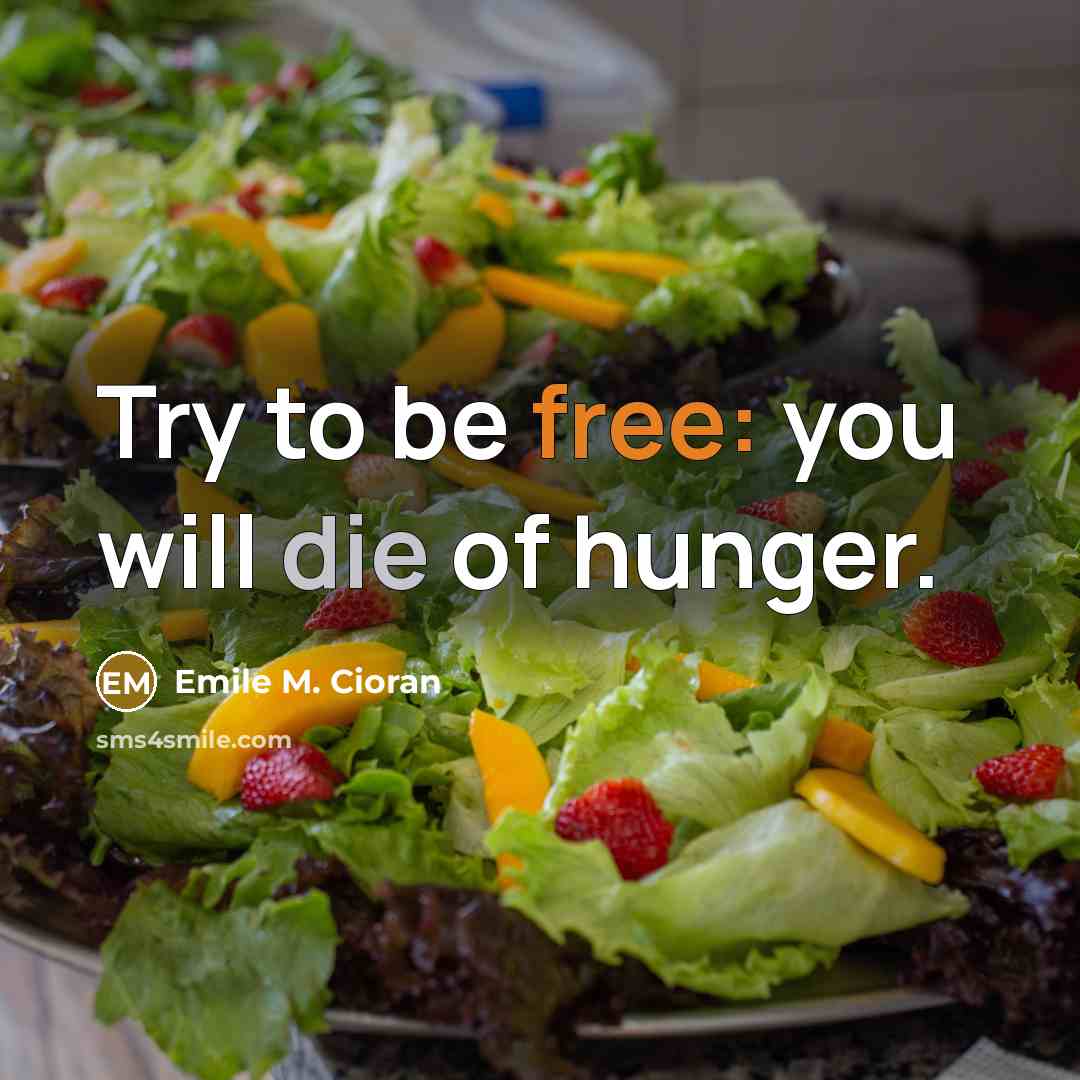 “Try to be free: you will die of hunger.…” quote by Emile M. Cioran