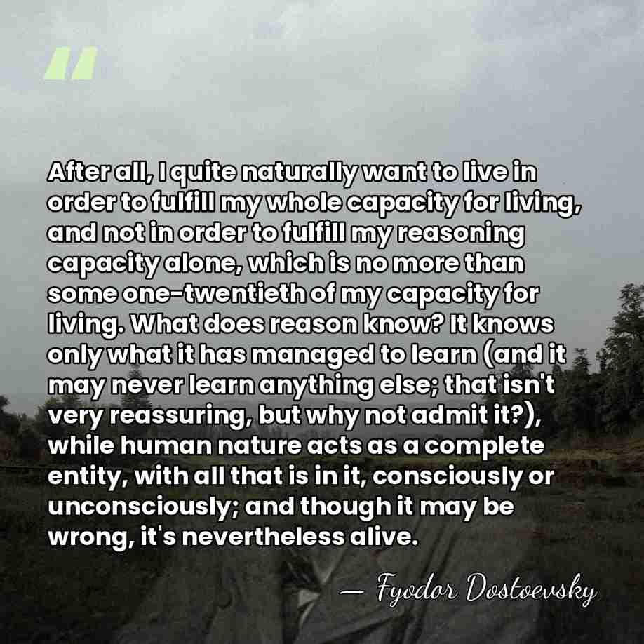 After all, I quite naturally want to live in order to fulfill&hellip; - Fyodor Dostoevsky