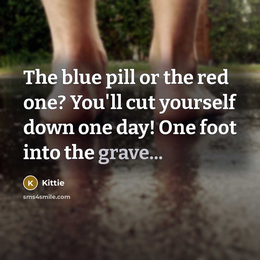 “The blue pill or the red one? You'll cut yourself…” quote by Kittie