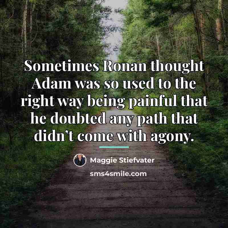 “Sometimes Ronan thought Adam was so used to the right…” quote by Maggie Stiefvater